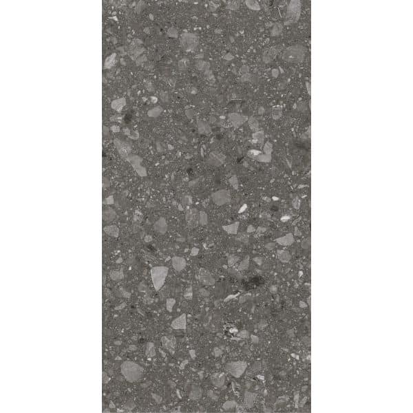 Bodenfliese Feinsteinzeug Anthrazit Glasiert Matt 60 cm x 120 cm