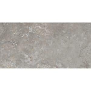 Bodenfliese Feinsteinzeug Travertino Grau 60 cm x 120 cm
