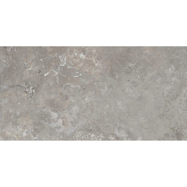 Bodenfliese Feinsteinzeug Travertino Grau 60 cm x 120 cm