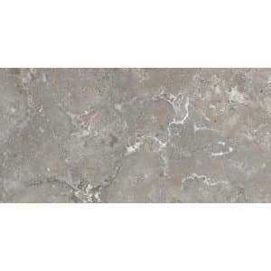 Bodenfliese Feinsteinzeug Travertino Grau 60 cm x 30 cm