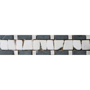 Bordüre Venezia Schwarz Grau Weiß 5  cm x 25 cm