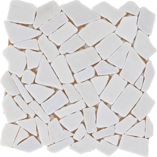 Bruchmosaikmatte Carrara Polygonal Weiß 30