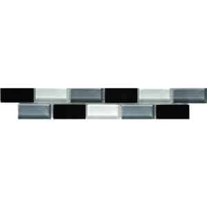 Glasbordüre Brick Schwarz Grau 5 cm x 25 cm
