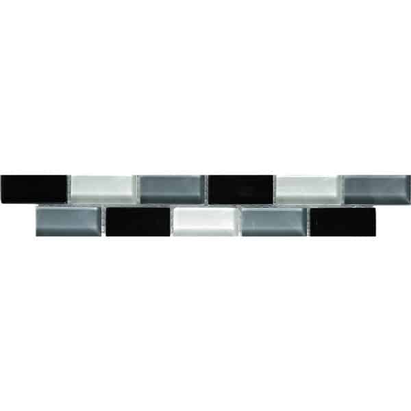 Glasbordüre Brick Schwarz Grau 5 cm x 25 cm
