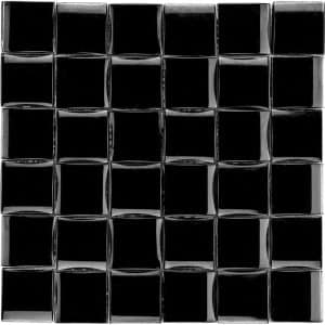 Glasmosaikmatte 3D Black Glossy 30 cm x 30 cm
