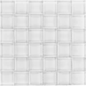 Glasmosaikmatte 3D White glänzend 25