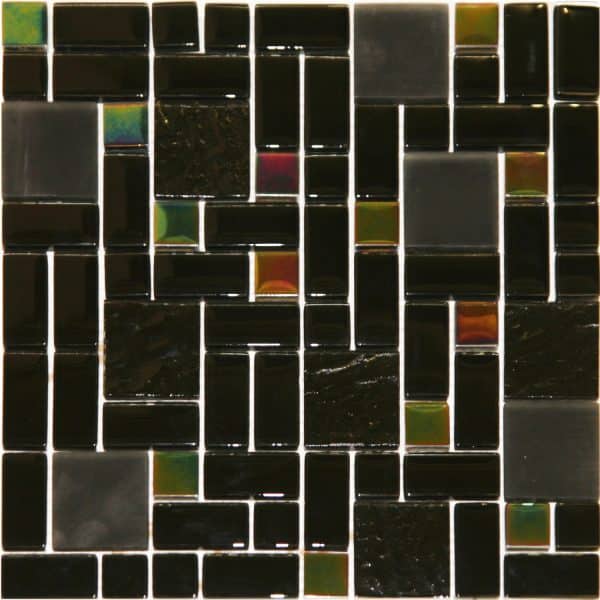 Glasmosaikmatte Black Rainbow 30 cm x 30 cm