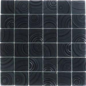 Glasmosaikmatte Curve Black 30 cm x 30 cm