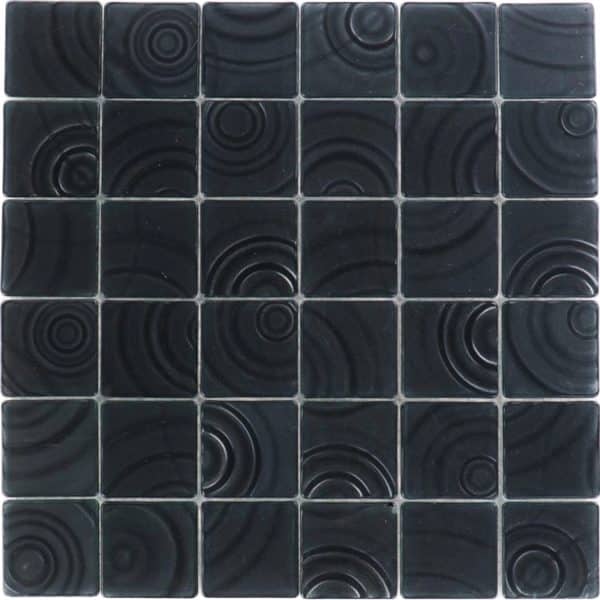 Glasmosaikmatte Curve Black 30 cm x 30 cm