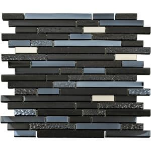 Glasmosaikmatte Quarzkomposit Schwarz mit Chrom 29
