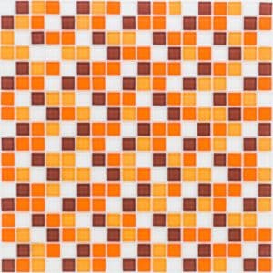 Glasmosaikmatte Simpli Orange-Braun-Mix klein 30 cm x 30 cm
