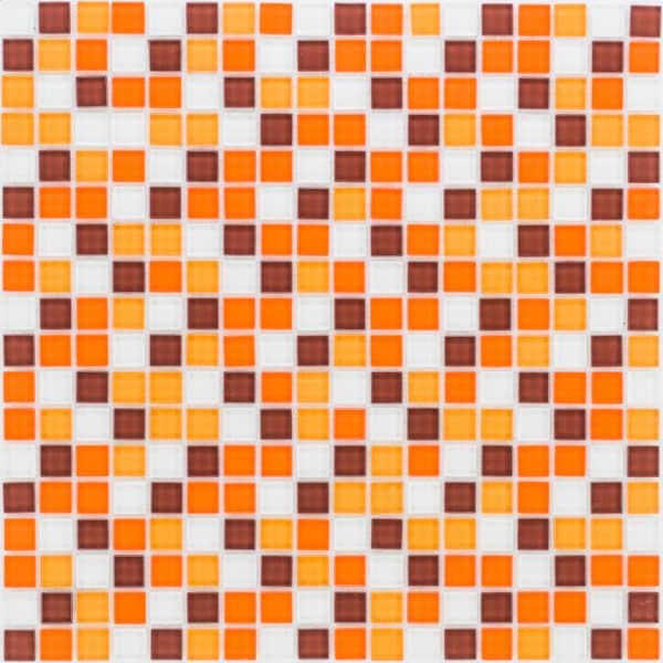 Glasmosaikmatte Simpli Orange-Braun-Mix klein 30 cm x 30 cm
