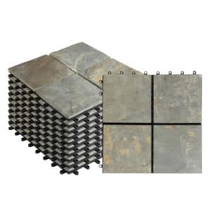 KARAT Klickfliese Naturstein 30 x 30 cm Rostiger Schiefer Terrassenfliese 11er-Set