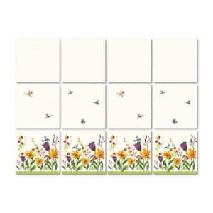 K&L Wall Art Fliesenaufkleber »Blumenwiese mit Vögeln«