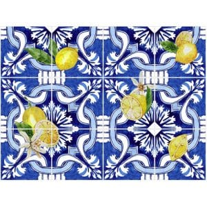 K&L Wall Art Fliesenaufkleber »Sizilianisch-blau mit Zitronen«