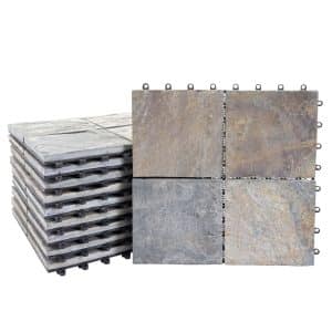 MCW Steinfliese E18 Bodenfliese Steckfliese Balkon/Terrasse Naturstein 11x Je 30x30cm - 1m² Granit Bunt