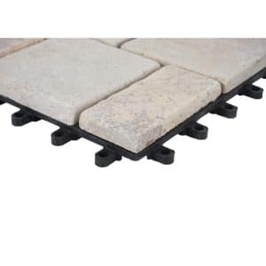 MCW Steinfliese K70 Bodenfliese Steckfliese Balkon/Terrasse Naturstein 11x Je 30x30cm - 1m² Weiß