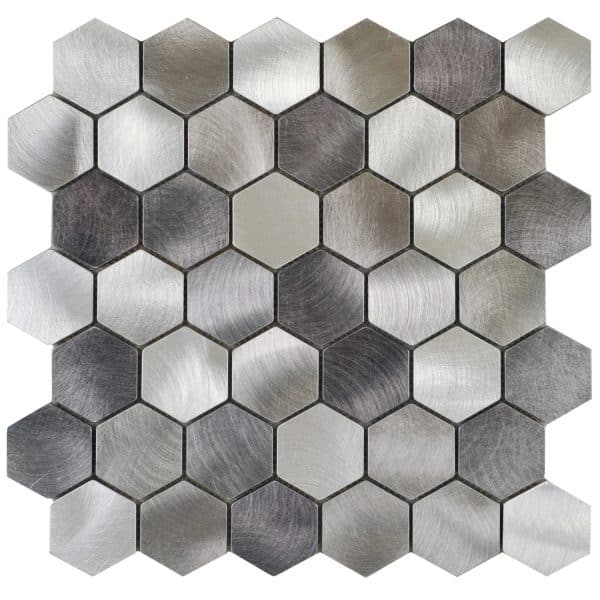 Mosaik Aluminium Silver Hexagon 30 cm x 30 cm