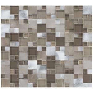 Mosaik Glas & Aluminium Beige Brush 27 cm x 30 cm