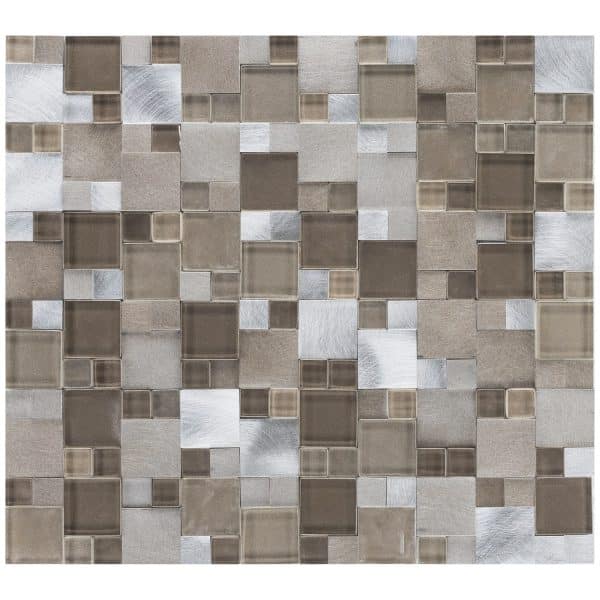 Mosaik Glas & Aluminium Beige Brush 27 cm x 30 cm