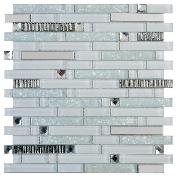 Mosaik Glas & Stein Crystal Silver Brick 30 cm x 30 cm