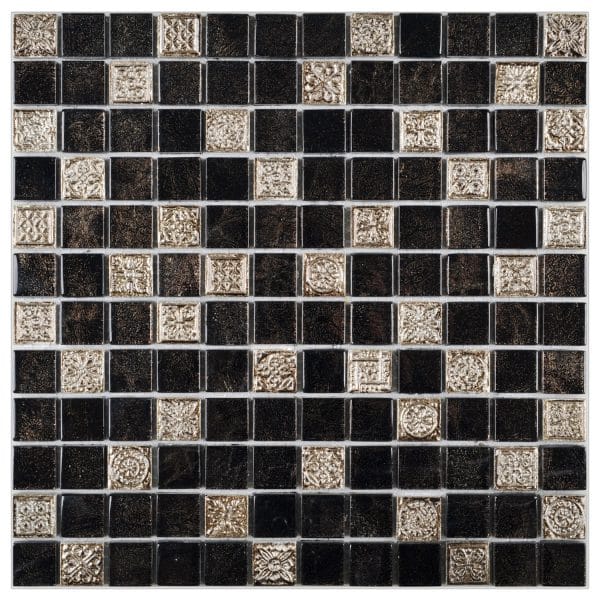 Mosaik Glas & Stein Inka Black Relief 30 cm x 30 cm