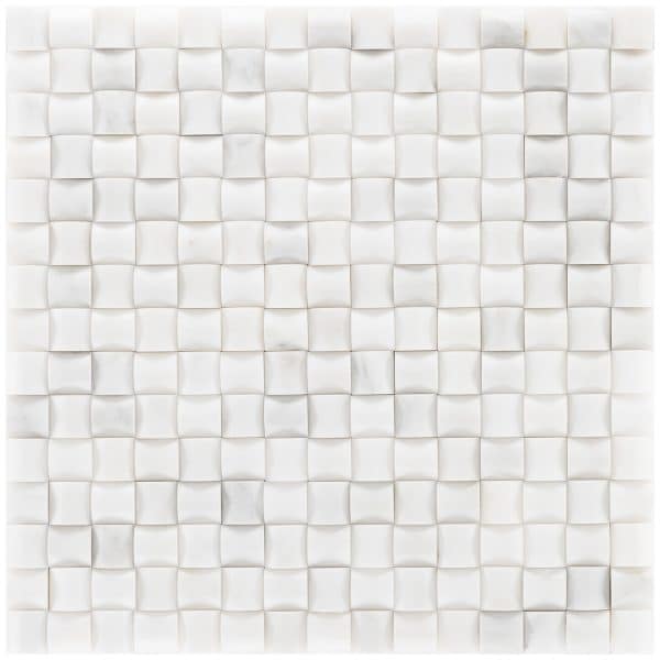 Mosaik Marmor Basket 3D Weiß poliert 30 cm x 30 cm