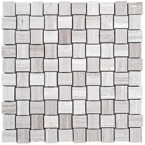 Mosaik Marmor Basketwave Grau poliert 29 cm x 29 cm