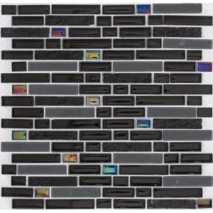 Mosaikmatte Black Rainbow Glas Schwarz 30