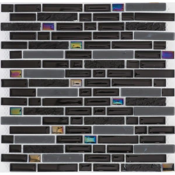 Mosaikmatte Black Rainbow Glas Schwarz 30