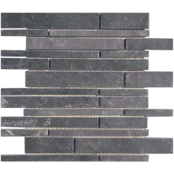 Mosaikmatte Black Slate Bricks 30 cm x 30 cm