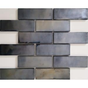 Mosaikmatte Cadiz Brick Keramik Schwarz 30 cm x 30 cm