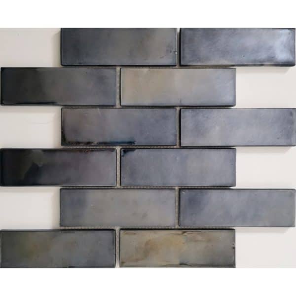 Mosaikmatte Cadiz Brick Keramik Schwarz 30 cm x 30 cm