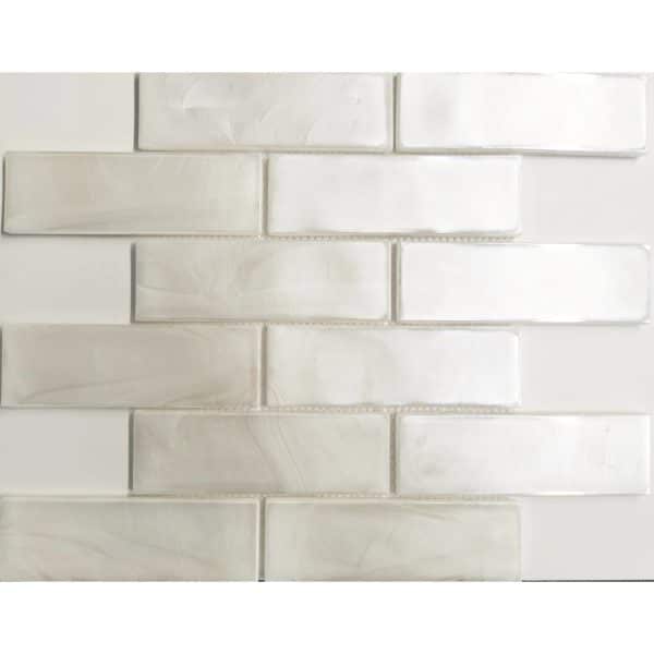 Mosaikmatte Cadiz Brick Keramik Weiß 30 cm x 30 cm