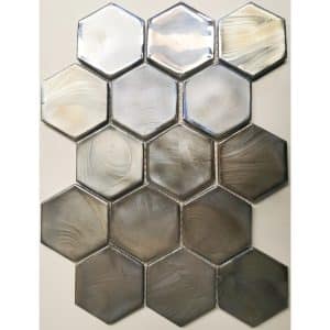 Mosaikmatte Cadiz Hexagon Keramik Grau 26 cm x 29