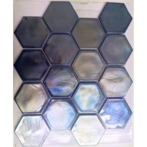 Mosaikmatte Cadiz Hexagon Keramik Schwarz 26 cm x 29