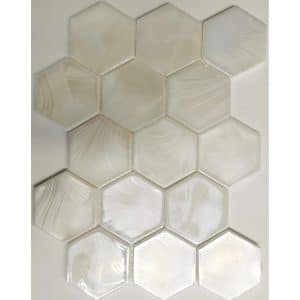 Mosaikmatte Cadiz Hexagon Keramik Weiß 26 cm x 29