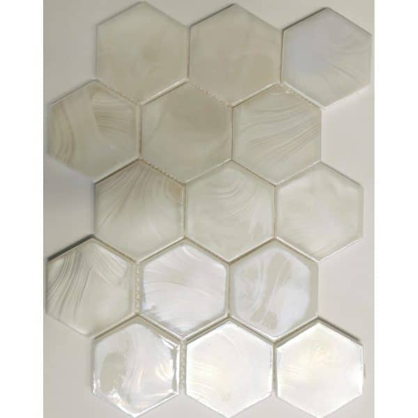 Mosaikmatte Cadiz Hexagon Keramik Weiß 26 cm x 29