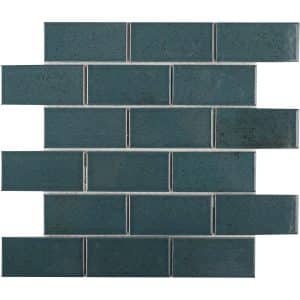 Mosaikmatte Castello Brick Keramik Dunkelblau 30