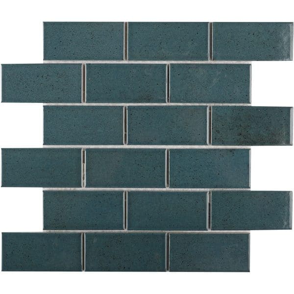 Mosaikmatte Castello Brick Keramik Dunkelblau 30