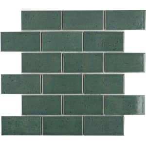 Mosaikmatte Castello Brick Keramik Dunkelgrün 30