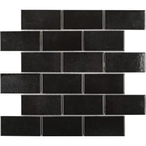 Mosaikmatte Castello Brick Keramik Schwarz 30