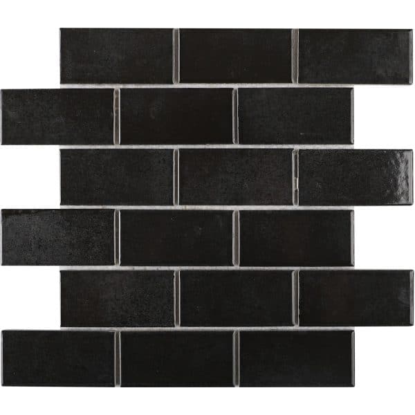 Mosaikmatte Castello Brick Keramik Schwarz 30