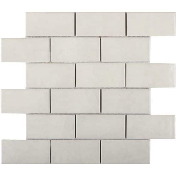 Mosaikmatte Castello Brick Keramik Weiß 30