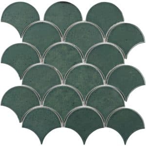 Mosaikmatte Castello Fächer Keramik Dunkelgrün 29
