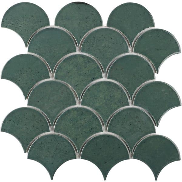 Mosaikmatte Castello Fächer Keramik Dunkelgrün 29