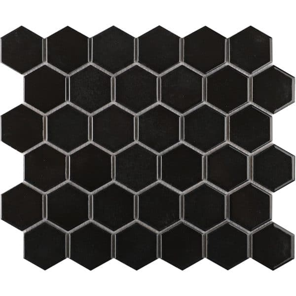 Mosaikmatte Castello Hexagon Keramik Schwarz 32 cm x 28 cm