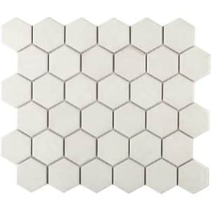 Mosaikmatte Castello Hexagon Keramik Weiß 32 cm x 28 cm
