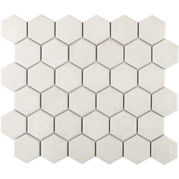 Mosaikmatte Castello Hexagon Keramik Weiß 32 cm x 28 cm