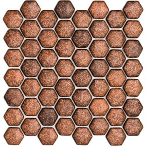 Mosaikmatte Ebru Hexagon Glas Bronze 29 cm x 29 cm